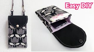 簡単！貴重品バッグの作り方 Easy DIY Crossbody Mini Bag Tutorial [upl. by Reffineg745]