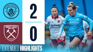 EXTENDED HIGHLIGHTS  MAN CITY 20 WEST HAM  City’s unbeaten start continues against West Ham  WSL [upl. by Meletius]