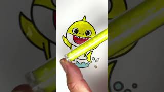 DIY Glitter Baby Shark Brooklyn coloring ideas for kids kids babyshark kidsart kidsvideo [upl. by Beitch]