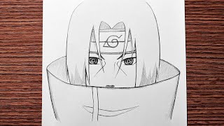 Easy anime drawing  how to draw Itachi  Naruto stepbystep [upl. by Hakilam935]