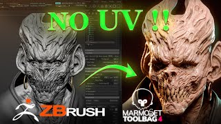 Render Your Character Without UV  Zbrush To MarmosetToolbag [upl. by Ociral]