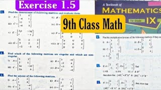 Exercise 15  Inverse of matrix 2x2 determinant 3x3  singular and non singular  adjoint  9th L8 [upl. by Orag]