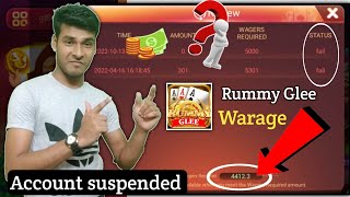 🤔Rummy Glee Withdrawal problem  Rummy Glee Account Suspended  Rummy Glee Wagers Problem  Rummy [upl. by Berl]