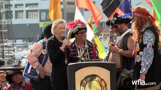 Comedian and 2024 Gasparilla Grand Marshal Bert Kreischer addresses the crowd [upl. by Ahtel12]