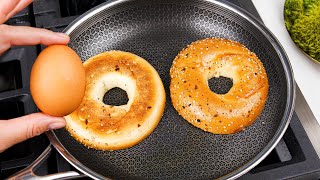 Only 3 Ingredients The Best 5 Minute Breakfast Recipe Easy and Delicious Eggs and Bagel Recipe [upl. by Noach]