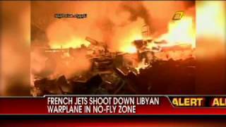 French Jets Shoot Down Plane in Libyas NoFly Zone [upl. by Ainadi]