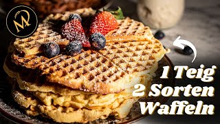 2 Sorten Waffeln aus einem Teig  knusprige Sauerteig Waffeln backen [upl. by Blumenthal]