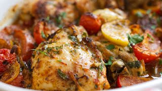 Baked Mediterranean Chicken Thighs  5 Mins Prep  One Pan Recipe [upl. by Amandy96]