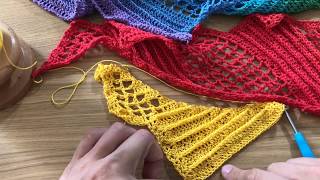 Haak tutorial regenboog drakensjaal haken met Scheepjes Whirl garen [upl. by Aicnerolf]