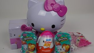 HELLO KITTY SURPRISE TOYS SHOPKINS AND KINDER JOY EGG [upl. by Clary701]