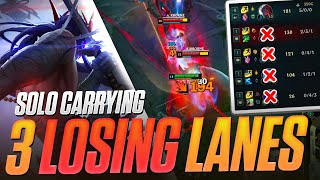 Solo Carrying 3 LOSING lanes  Dzukill [upl. by Ap]