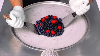 Berry Ice Cream Rolls  ASMR  how to make Blueberry  Blackberry  Raspberry to Berry Ice Cream [upl. by Niwhsa]