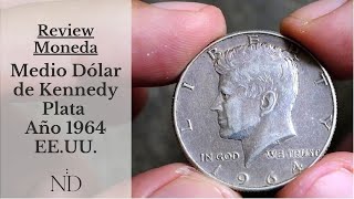 Review Moneda Medio Dolar Kennedy de Plata 1964 – EEUU  USA SILVER COIN KM202 Video0010 [upl. by Aneram]