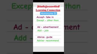 Learn English homonyms list 51 shorts homophones homonyms spokenenglish englishconversation [upl. by Ahseret382]