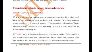 M106L21U3UNDERSTANDING VALUES IN HUMAN HUMAN RELATIONSHIP HUMAN VALUES BY PAWAN TANEJA [upl. by Egedan944]