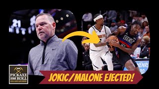 Nikola Jokic  Michael Malone EJECTED in Nuggets win vs Detroit Pistons [upl. by Franchot346]