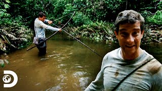 Bear pesca pirañas con arco y flecha en la Amazonia  A Prueba de Todo  Discovery Latinoamérica [upl. by Paryavi]