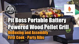 Pit Boss Portable Battery Powered Wood Pellet Grill Unboxing and Assembly  Party Ribs Lowesfinds [upl. by Moureaux]