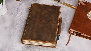 leather travel journal A5 refillable notebook [upl. by Isaac]