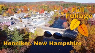 Henniker New Hampshire  fall colors  drone flyover [upl. by Kinsman]