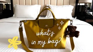 What’s in my bag Longchamp Le Pliage  J Park Resort room tour [upl. by Asiil]