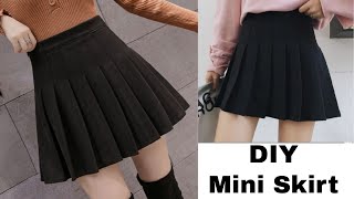 DIY Pleated Skirt  Mini Skirt  High Waist Pleated Skirt  Mini Skirt Cutting and Stitching [upl. by Hau]