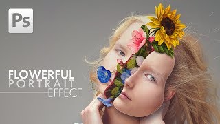 Photoshop Tutorial Flowerful Portrait Effect [upl. by Bayless217]