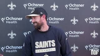 OC Klint Kubiak talks leadership on offense and the play of Taliese Fuaga [upl. by Dewie509]