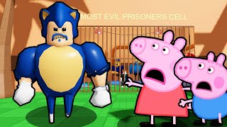 Peppa Pig and George Pig VS SONIC BARRY PRISON RUN IN ROBLOX [upl. by Oigroig]