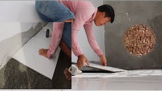 How To Installation Ceramic Tiles Ground Floor 60x60 cm Ceramic Tiles  Construction Technology [upl. by Gnilrad]