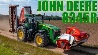 JOHN DEERE 8345R amp Kuhn FC 9530 R  FC 3125 RF  Cutting clover [upl. by Beshore]