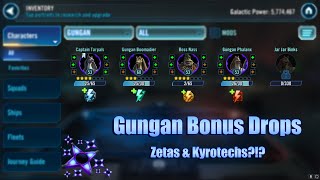 GUNGAN BONUS DROPS Zetas amp Kyrotechs  Star Wars Galaxy of Heroes [upl. by Pouncey381]