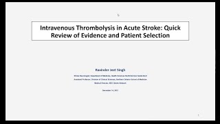 Intravenous Thrombolysis in Acute Stroke December 14 2021 [upl. by Flaherty]