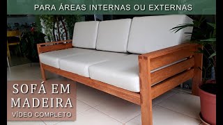 Sofá em madeira para ambientes internos ou externos Projeto completo  Outdor wood sofa DIY [upl. by Cyb]