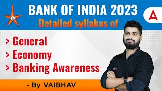 BANK OF INDIA General Economy amp Banking Awareness Detailed Syllabus [upl. by Hebner]