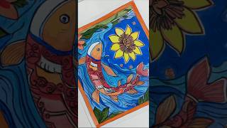 Madhubani artfish under water 🎨🏵 shorts viralvideo art madhubani [upl. by Namhar]