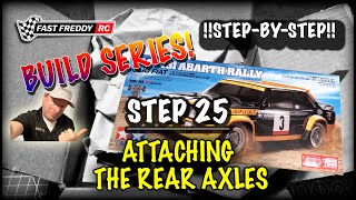 Tamiya Fiat 131 Abarth Rally on the MF01X Chassis  Step 25  Attaching the Rear Axles [upl. by Sualk146]