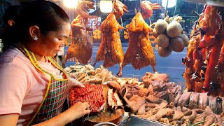 Super Skill Cutting Crispy Roast Pork Belly Chops l Cambodias Greatest Street Food [upl. by Adnerol]