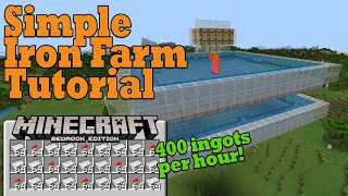 SUPER EASY amp EFFICIENT IRON FARM TUTORIAL  Minecraft Bedrock 116 Compact Cheap and Easy [upl. by Spiegleman]