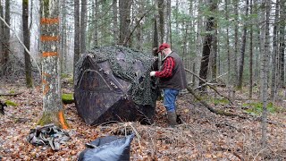 Setting My Deer Camp Blind  Michigan Upper Peninsula Deer Hunting  Outdoors  Portable Deer Blind [upl. by Nosnar]