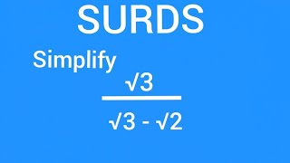 Simplify Surds Math Olympiad √3 ÷√3√2surds [upl. by Bullard228]