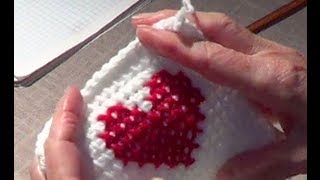 Cross Stitch Heart Over Afghan Tunisian [upl. by Lleinad282]