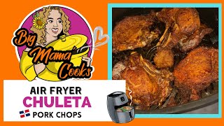 Air Fryer CHULETA  Air Fryer Dominican Style Pork Chops ENGLISH Video [upl. by Aicila]