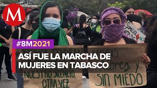 Mujeres protestan y lanzan consignas en el estado de Tabasco [upl. by Rehptsirhc]