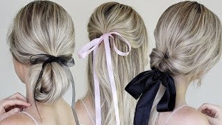 Simple amp Easy Hairstyles Incorporating Bows amp Ribbon [upl. by Tullius]