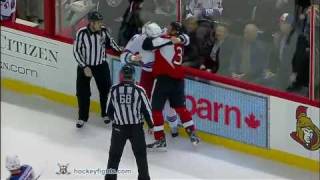 Derek Boogaard vs Matt Carkner Dec 9 2010  Sportsnet feed [upl. by Kcaj]