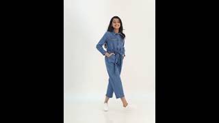 Olele® Girls Brooklyn Boiler Suit With Zipper Opening  Denim Product Video boilersuit [upl. by Aihsiyt]