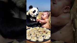 The red panda and the baby are fighting over the dumplings They taste so delicious and so cute R [upl. by Akiraa]