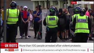 Sky News live in Middlesbrough riots [upl. by Tybalt515]