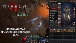 Lightning Spear Splintering Energy Sorc NM 92  12k CD  Diablo 4 Season 5 Day 1 Update [upl. by Andrej]